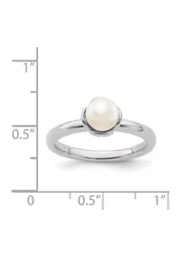 Sterling Silver Stackable Expressions Polished White Freshwater Cultured Pearl Ring