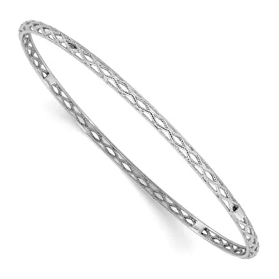 14K Gold Polished and Textured Slip-on Bangle