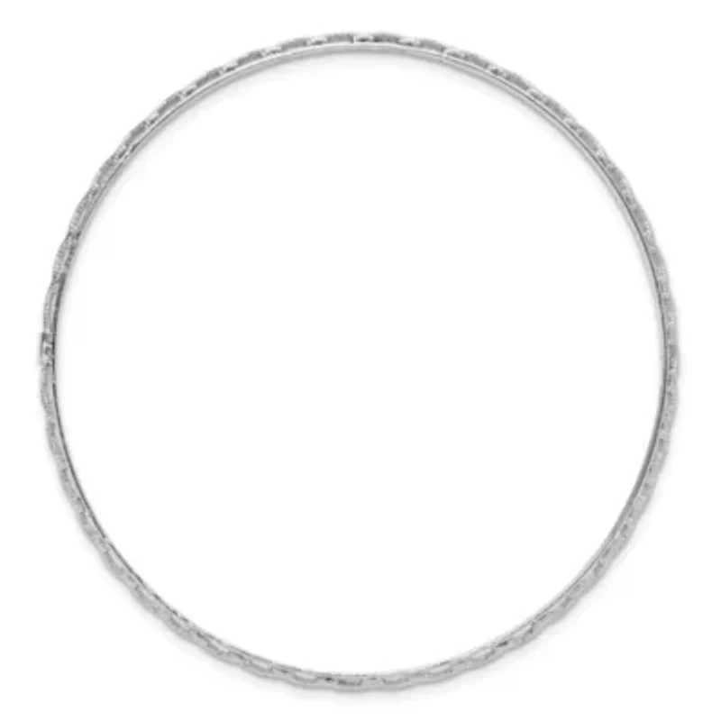14K Gold Polished and Textured Slip-on Bangle