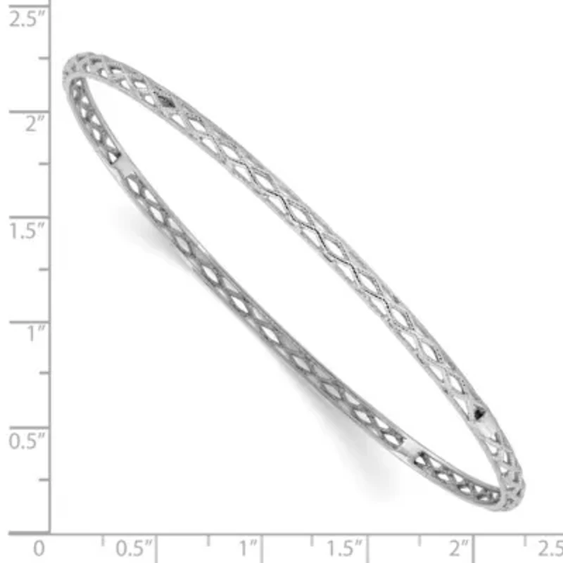 14K Gold Polished and Textured Slip-on Bangle