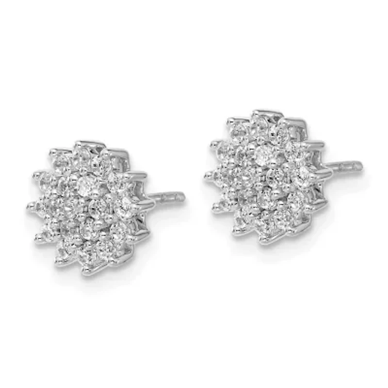 Lab Created 1/2 ct. t.w. Lab Grown Diamond Cluster Post Earrings in 14K Gold