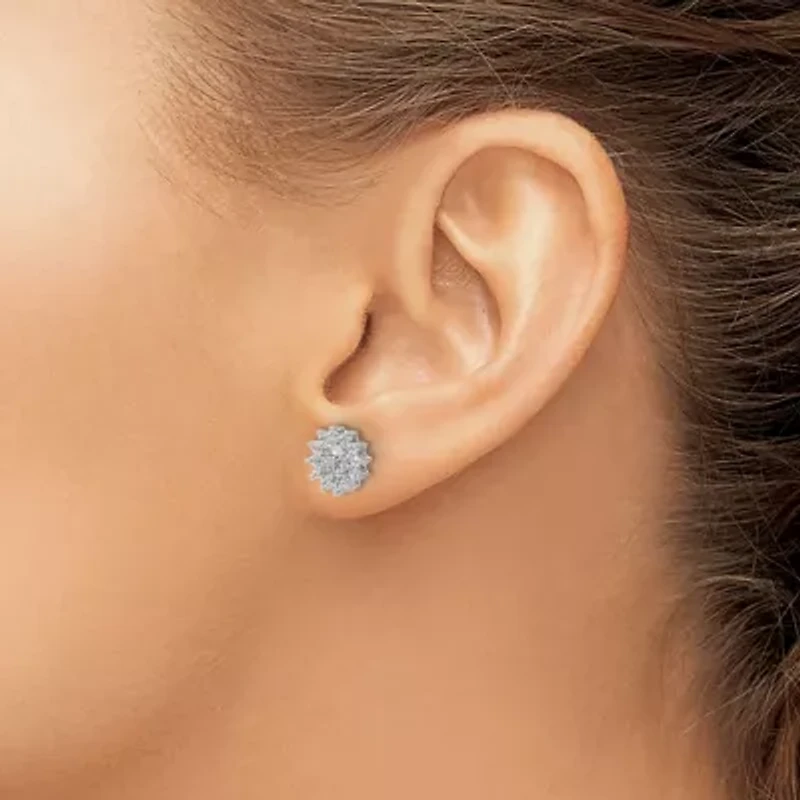 Lab Created 1/2 ct. t.w. Lab Grown Diamond Cluster Post Earrings in 14K Gold