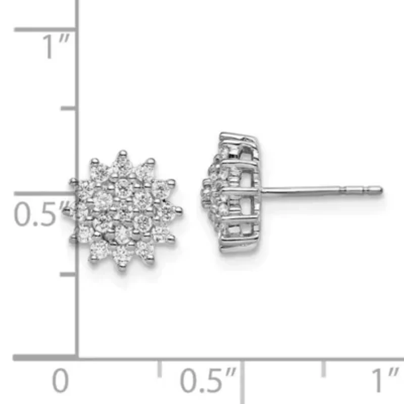 Lab Created 1/2 ct. t.w. Lab Grown Diamond Cluster Post Earrings in 14K Gold