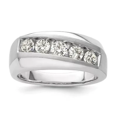 Lab Created 0.97 ct. t.w. Grown Diamond VS/SI GHI, Men's 5-Stone Ring 10K White Gold