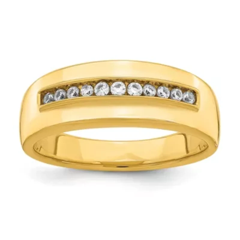 Lab Created 1/4 ct. t.w. Grown Diamond Men's Band 14K Yellow Gold