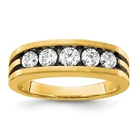 Lab Created 0.97 ct. t.w. Grown Diamond VS/SI GHI, Black Rhodium Men's Ring 14K Yellow Gold