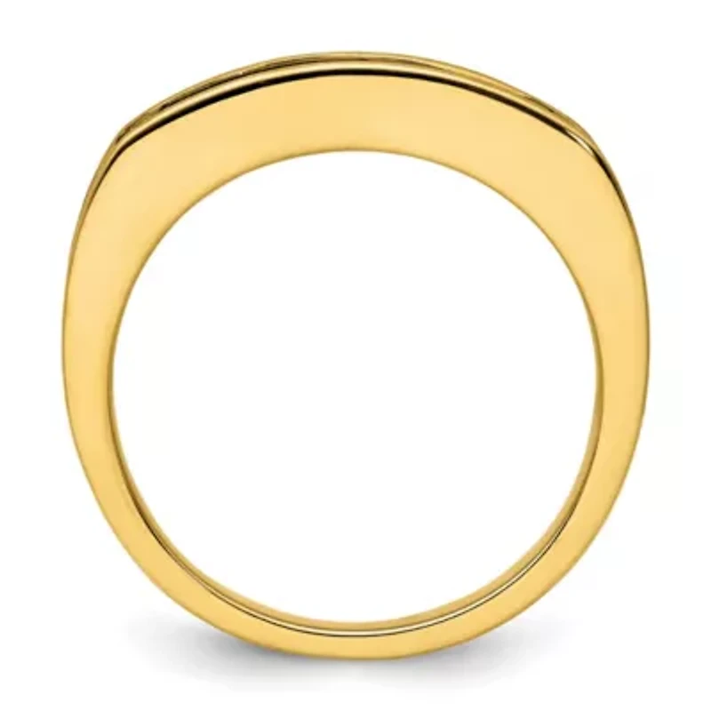 Lab Created 0.97 ct. t.w. Grown Diamond VS/SI GHI, Black Rhodium Men's Ring 14K Yellow Gold