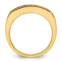 Lab Created 0.97 ct. t.w. Grown Diamond VS/SI GHI, Black Rhodium Men's Ring 14K Yellow Gold