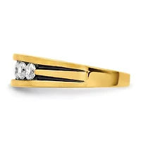 Lab Created 0.97 ct. t.w. Grown Diamond VS/SI GHI, Black Rhodium Men's Ring 14K Yellow Gold