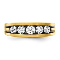 Lab Created 0.97 ct. t.w. Grown Diamond VS/SI GHI, Black Rhodium Men's Ring 14K Yellow Gold