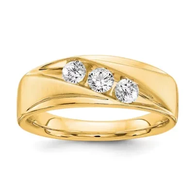 Lab Created 5/8 ct. t.w. Grown Diamond VS/SI GHI, Men's 3-stone Band 14K Yellow Gold