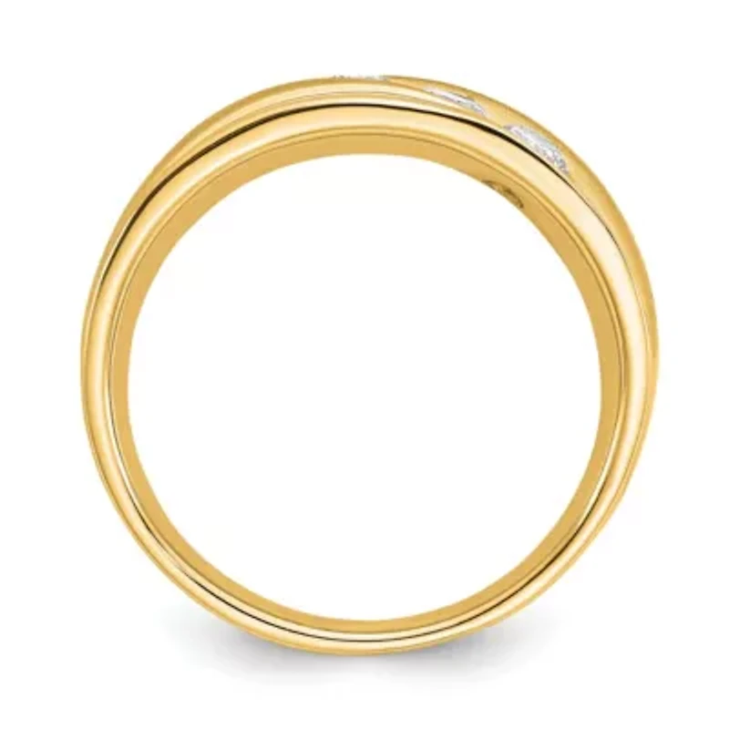 Lab Created 5/8 ct. t.w. Grown Diamond VS/SI GHI, Men's 3-stone Band 14K Yellow Gold