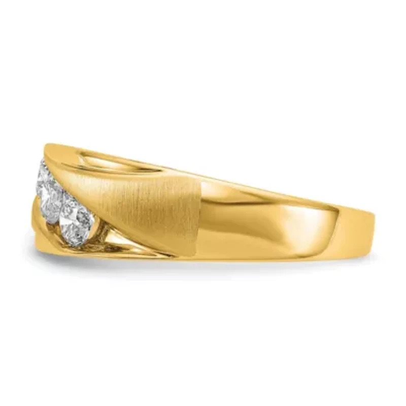 Lab Created 5/8 ct. t.w. Grown Diamond VS/SI GHI, Men's 3-stone Band 14K Yellow Gold
