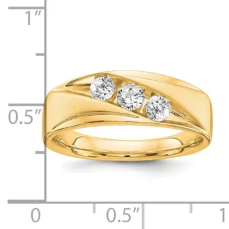 Lab Created 5/8 ct. t.w. Grown Diamond VS/SI GHI, Men's 3-stone Band 14K Yellow Gold