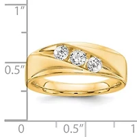 Lab Created 5/8 ct. t.w. Grown Diamond VS/SI GHI, Men's 3-stone Band 14K Yellow Gold