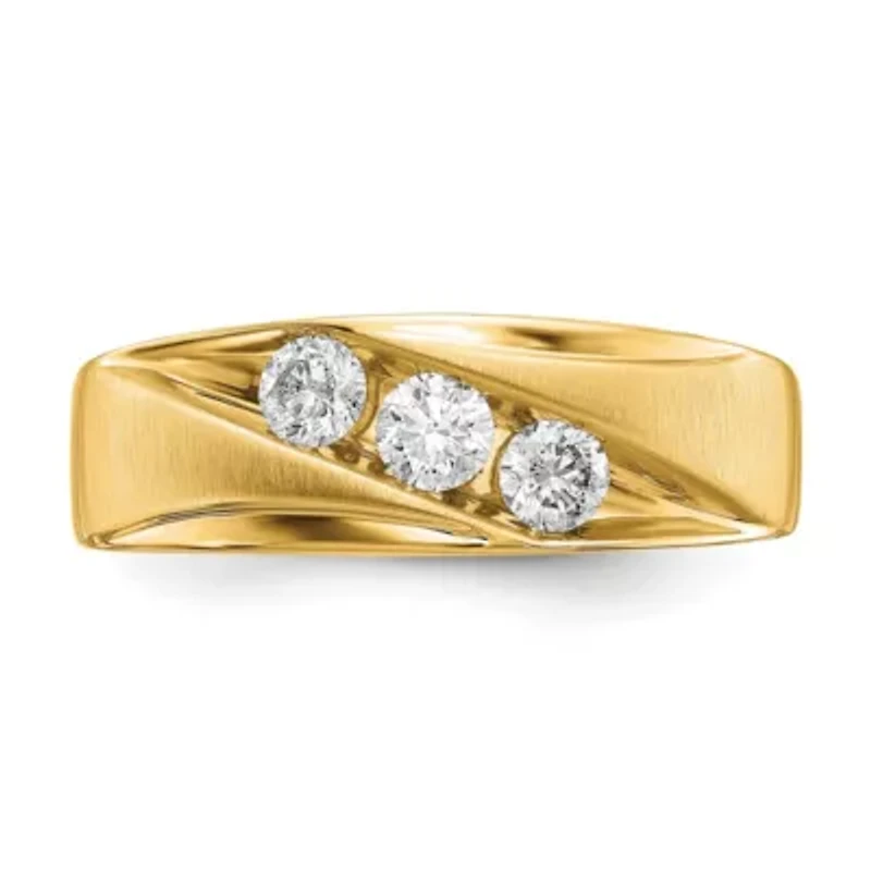 Lab Created 5/8 ct. t.w. Grown Diamond VS/SI GHI, Men's 3-stone Band 14K Yellow Gold