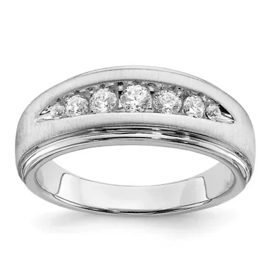 Lab Created 1/2 ct. t.w. Grown Dia. VS/SI GHI, Double Miligrain Mens Ring 14K White Gold