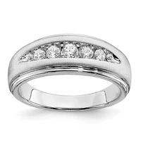 Lab Created 1/2 ct. t.w. Grown Dia. VS/SI GHI, Double Miligrain Mens Ring 14K White Gold