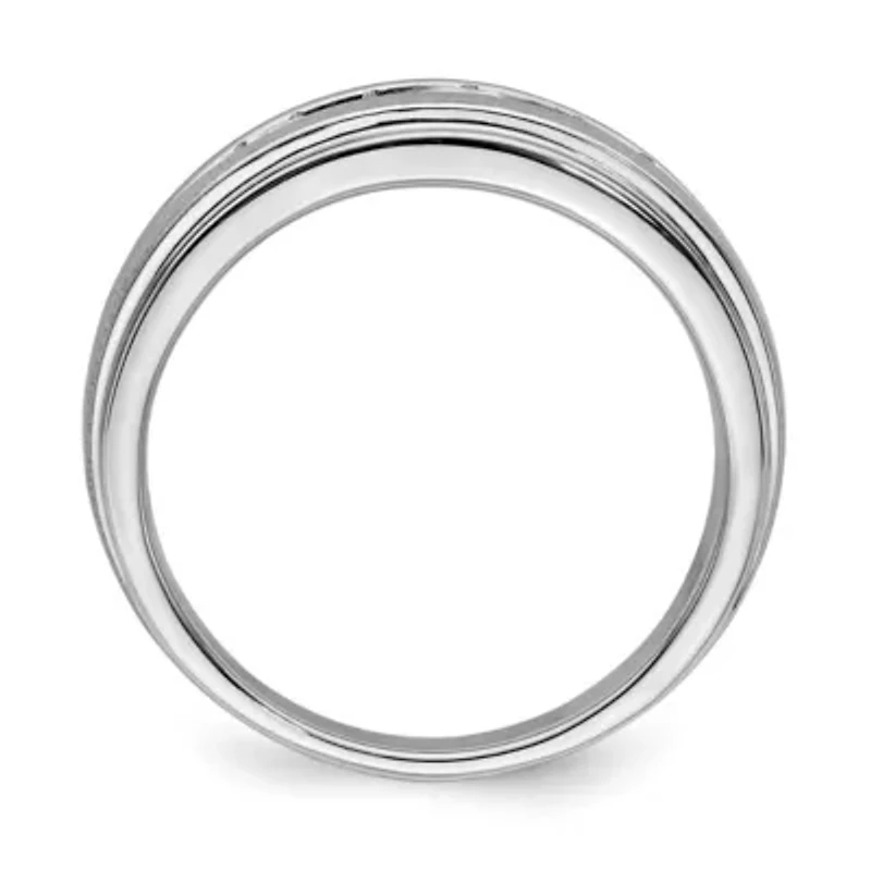 Lab Created 1/2 ct. t.w. Grown Dia. VS/SI GHI, Double Miligrain Mens Ring 14K White Gold
