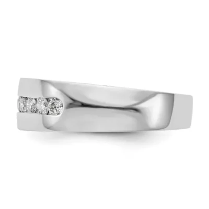 Lab Created 1/2 ct. t.w. Grown Diamond Men's Band 14K White Gold