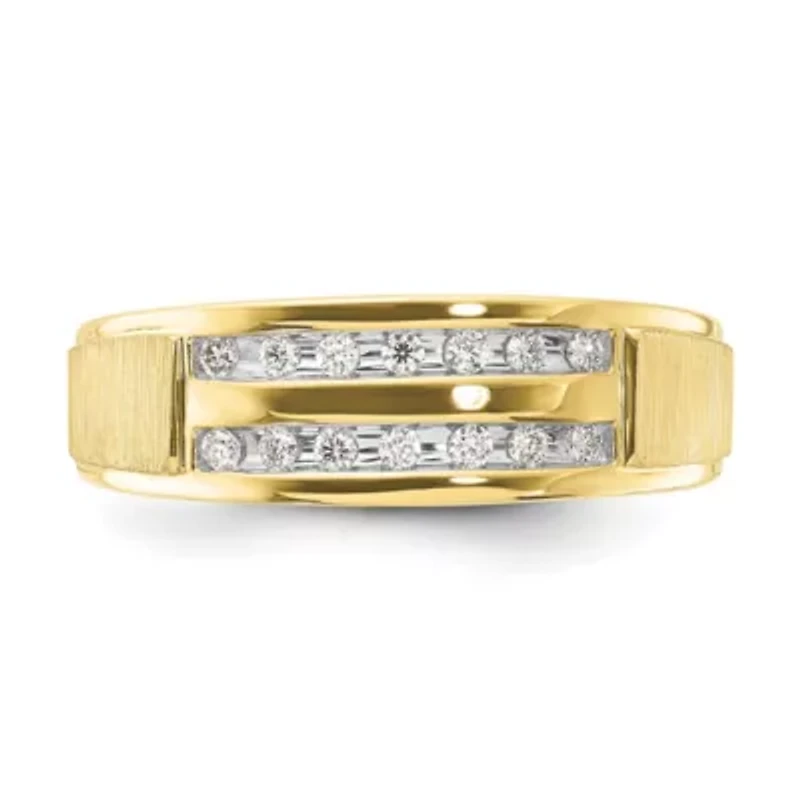 Lab Created 1/5 ct. t.w. Grown Diamond Men's Band 10K Yellow Gold