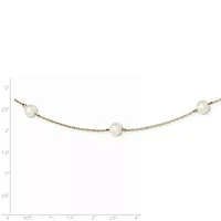 14K Yellow Gold 5-6mm White Near Round Freshwater Cultured Pearl 7-Station Necklace