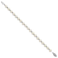 14K White Gold 6-7mm White Near Round Freshwater Cultured Pearl Necklace