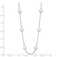 14K White Gold 6-7mm White Round Freshwater Cultured Pearl 12-station Necklace