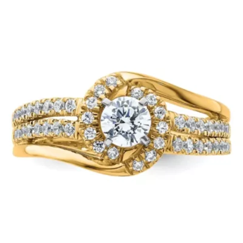 Lab Created 3/4 ct. t.w. Grown Diamond VS/SI GH, Complete Engagement Ring 14K Yellow Gold