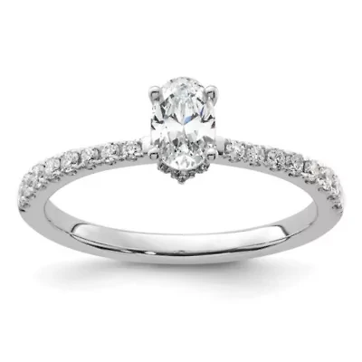 Lab Created 3/4 ct. t.w. Grown Diamond Complete Oval Engagement Ring 14K White Gold