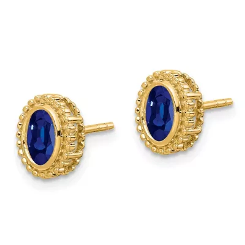 1/2 ct. t.w. Sapphire Post Earrings in 14K Gold