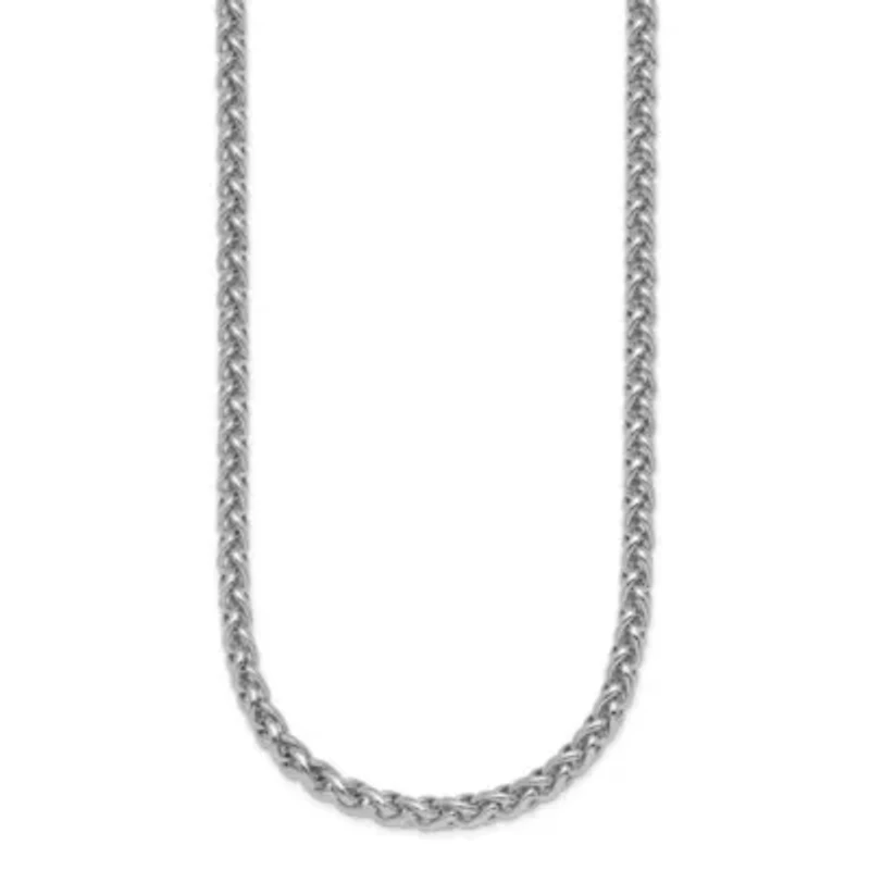 Sterling Silver Rhodium-plated 3.0mm Wheat 18-inch Chain Necklace