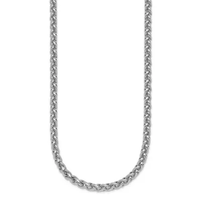 Sterling Silver Rhodium-plated 3.0mm Wheat 18-inch Chain Necklace