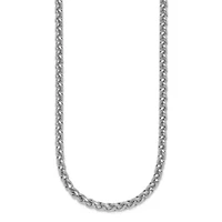 Sterling Silver Rhodium-plated 3.0mm Wheat 18-inch Chain Necklace