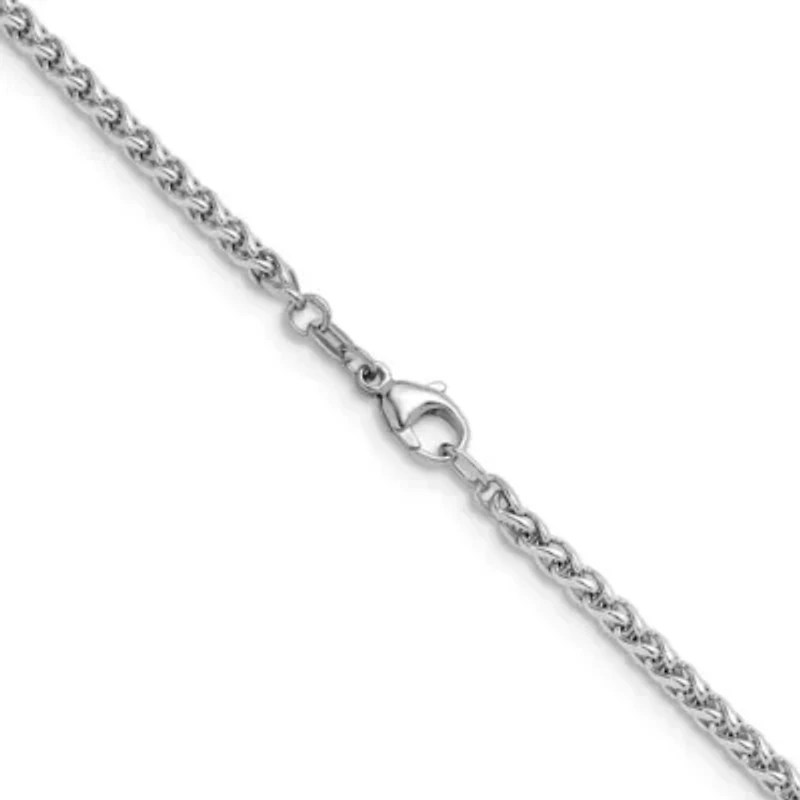 Sterling Silver Rhodium-plated 3.0mm Wheat 18-inch Chain Necklace