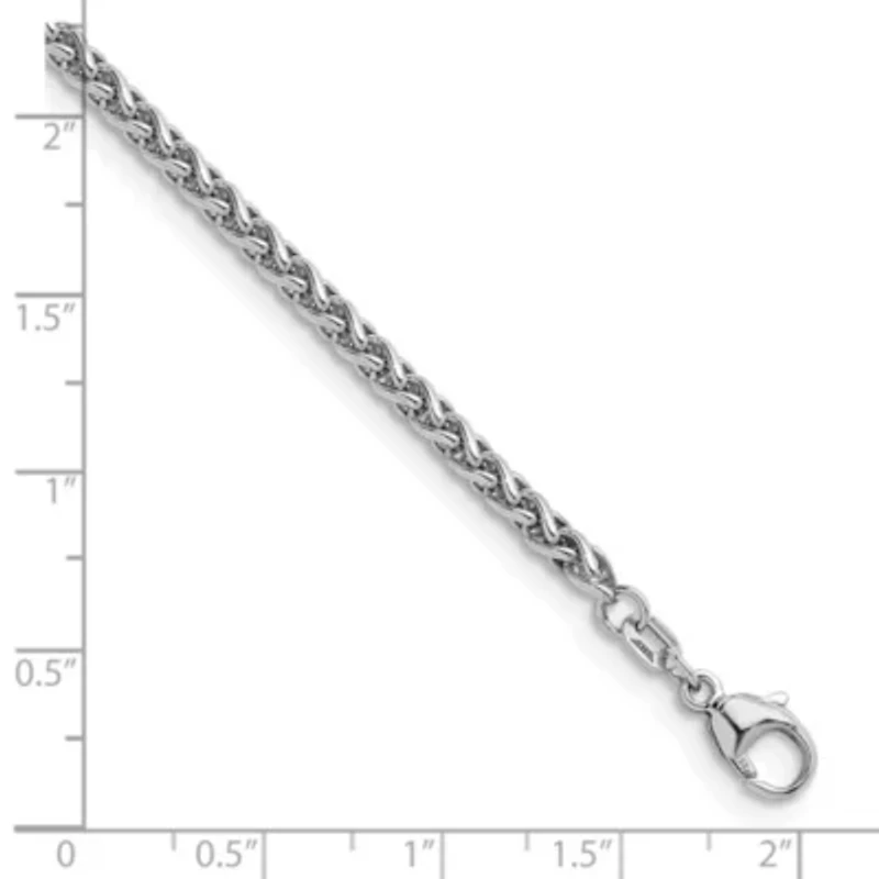 Sterling Silver Rhodium-plated 3.0mm Wheat 18-inch Chain Necklace