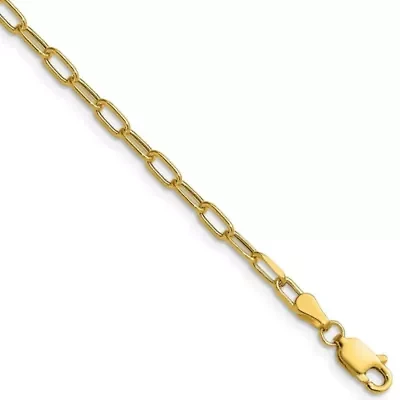 14K Yellow Gold 3mm Semi-solid Beveled Paperclip Chain Necklace