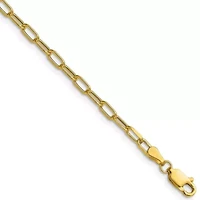 14K Yellow Gold 3mm Semi-solid Beveled Paperclip Chain Necklace