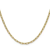 14K Yellow Gold 3mm Semi-solid Beveled Paperclip Chain Necklace