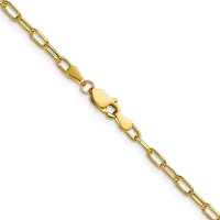 14K Yellow Gold 3mm Semi-solid Beveled Paperclip Chain Necklace