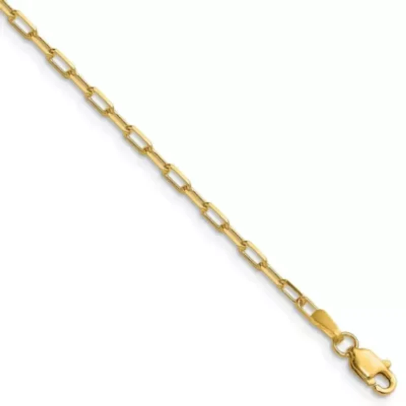 14K Yellow Gold 2.1mm Solid Beveled Paperclip Chain Necklace