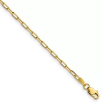 14K Yellow Gold 2.1mm Solid Beveled Paperclip Chain Necklace