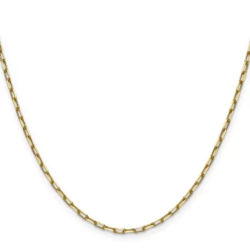 14K Yellow Gold 2.1mm Solid Beveled Paperclip Chain Necklace