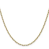 14K Yellow Gold 2.1mm Solid Beveled Paperclip Chain Necklace