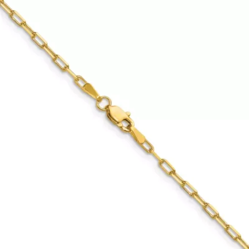 14K Yellow Gold 2.1mm Solid Beveled Paperclip Chain Necklace