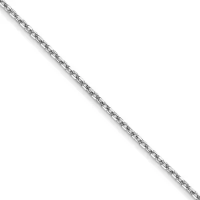 14K White Gold 1mm Diamond-cut Forzantine Cable Chain Necklace