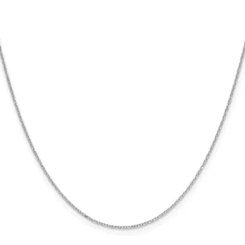 14K White Gold 1mm Diamond-cut Forzantine Cable Chain Necklace
