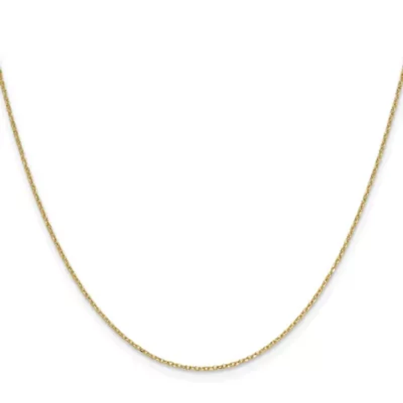 14K Yellow Gold 1mm Diamond-cut Forzantine Cable Chain Necklace
