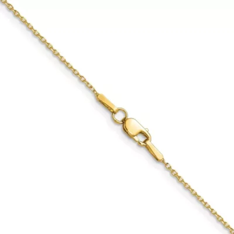 14K Yellow Gold 1mm Diamond-cut Forzantine Cable Chain Necklace