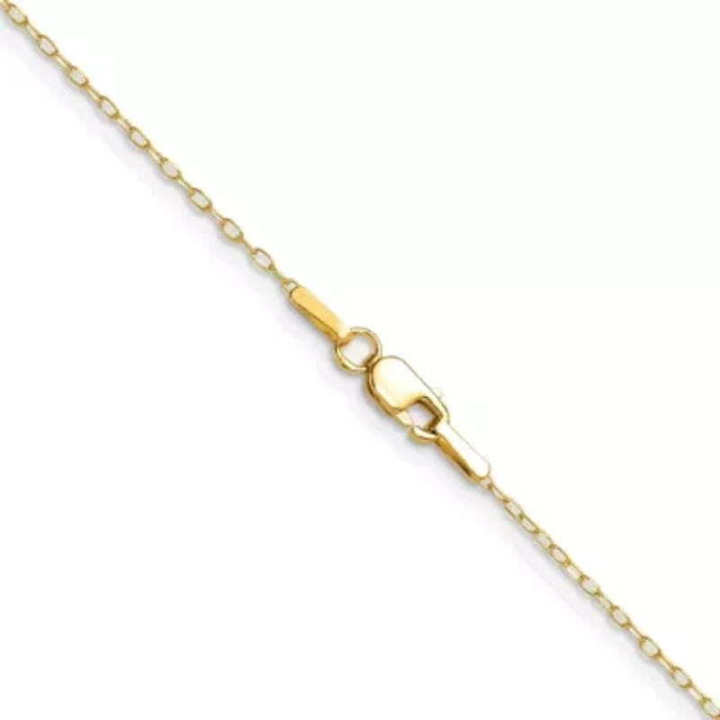 14K Yellow Gold 0.8mm Diamond-cut Forzantine Cable Chain Necklace